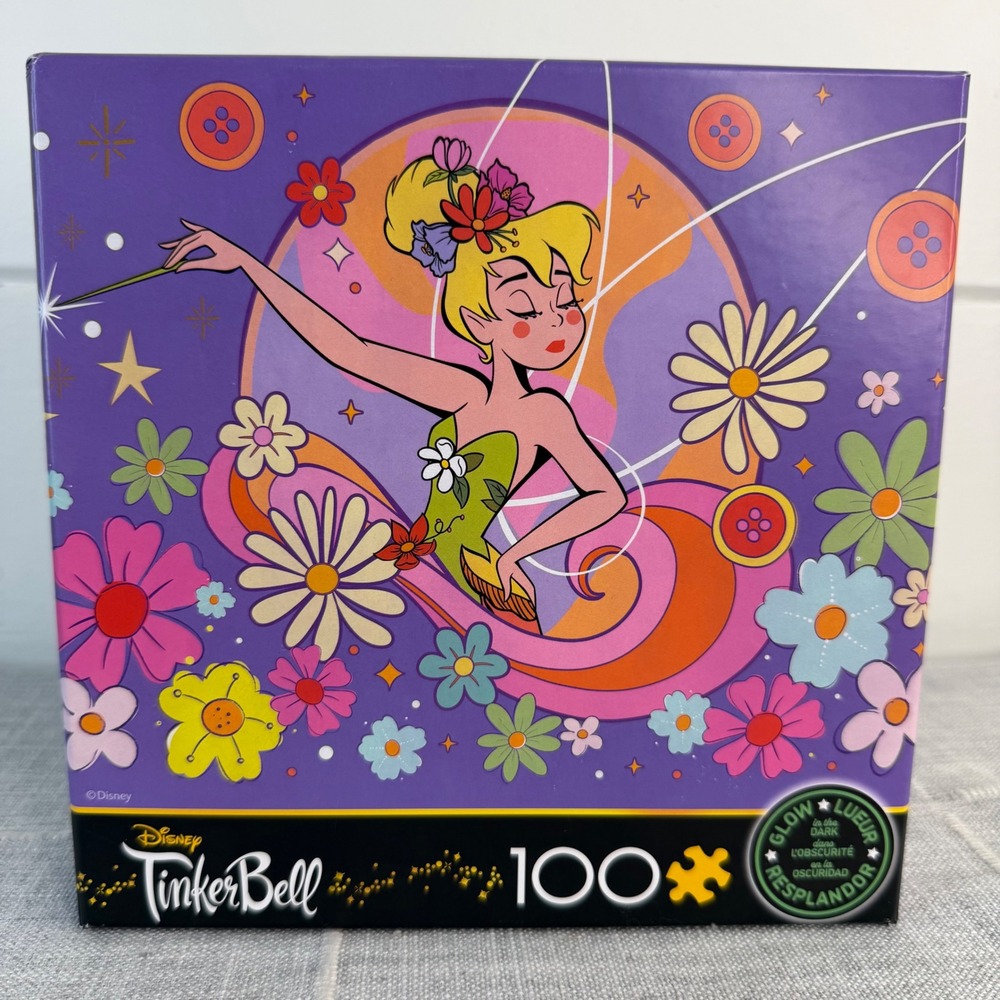Tinker Bell Flower Magic Glow in the Dark - 100 Piece Jigsaw Puzzle by Ceaco NEW